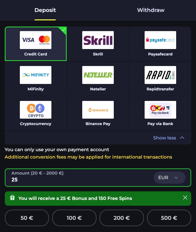 Deposito su BDMbet